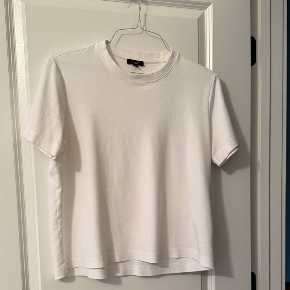 Massimo Dutti Cream Short Sleeve T-Shirt